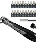 Compact 22 Piece Mini Ratchet Set With 1/4 Inch Drive Right Angle Screwdriver And 36 Tooth Ratcheting Wrench Bits For Tight Spots