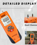 ZIBOO ET1013 digital manometer, orange handheld HVAC gas pressure tester with dual-channel display