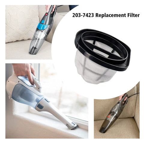Replacement Filters For 3 In 1 Lightweight Stick Vac Fits 38B1 Series And 1059 Models 38B11 38B12 38B13 38B16 38B17 38B18 38B1F 4 Pack Compare To Part 203-7423, showing filter and vacuum use