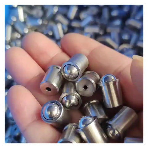 Hardcore 304 Stainless Steel Spring Ball Plunger Solid Grip Positioning D6 X L7 in hand, showcasing ten pack features.