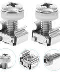 Pro Grade Heavy Duty 16 Pack M6 Rack Mount Screws And Cage Nuts For Server Cabinets Built Like A Tank With Premium 304 Stainless Steel, showing close-up detail.