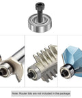 Pro Level Top Mounted Bearing Kit 12 Pack 3/16 Inch Inner Diameter 3/8 Inch Outer Diameter 1/8 Inch Thick Chrome Steel Router Bit Accessories with screws.