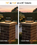 Comparison of 7.9 inch and 11.8 inch Outdoor Post Light 11.8 Inch Column Lamp Hardwired For Patio Driveway Gate Waterproof 3000K Warm LED Pillar Lighting For Fence Deck Garden Pathway Landscape on brick columns