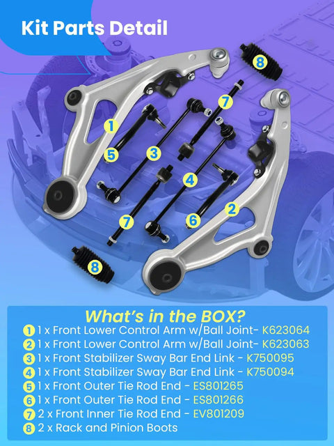 Heavy Duty Front Lower Control Arms With Ball Joints Suspension Kit Replacement For Nissan Pathfinder Infiniti QX60 JX35 detailed parts view.