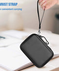 Durable 2.5 Inch External Hard Drive Case For Most Portable HDD And SSDs Fits Seagate, black carrying case with wrist strap