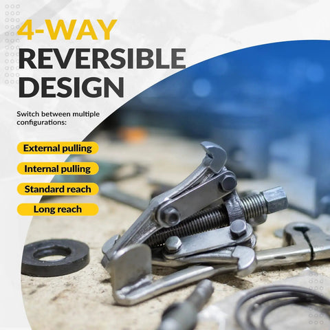 4 Way 2 Claw Reversible Gear Puller 2 Ton Heavy Duty Carbon Steel Bearing And Flywheel Remover on workshop table