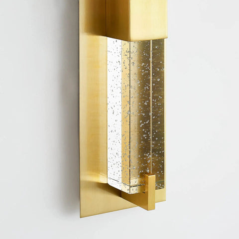 Hot Gold 19 Inch LED Wall Sconce With Crystal Bubble Glass, Dimmable 3000K Warm White Lighting, vertical view