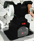 Cordless Mini Bench Grinder And Polisher Packing 200 Watt Motor And 7000 RPM With Dual Rechargeable Batteries, showcasing polishing pad and motor.