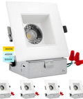 Square 4 Inch LED Recessed Lighting With Junction Box, 15W, 1200 Lumens, 3 Color Options, front view