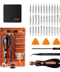 Magnetic Precision Screwdriver Set With 36 Bit Types 43 In 1 Repair Kit Including Opening Tools Tweezers Extension Bar Pry Picks For Phones PC And Electronics Do It All For iPhone Android And More displayed