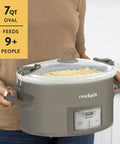 Heavy Duty 7 Quart Programmable Slow Cooker With Secure Locking Lid And Bright Digital Screen Cook And Carry Electric Pot for easy meal prep.