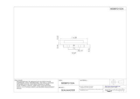 Rock Solid Medium Duty Flange Mount Ball Bearing Unit With 2 Inch Bore and detailed dimensions illustration