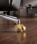Heavy Duty Swivel Casters Four Pack Brass Furniture Wheels Silent Roll Protects Hardwood Floors Built Tough For Tables And Chairs Smooth Glide Rolling Hardware Bump Free Easy Setup on office chair leg.