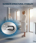 Heavy Duty Flip Up Toilet Safety Rail And Wall Mount Grab Bar Crafted From Heavy Aluminum With Sure Grip Design for seniors bathroom safety.
