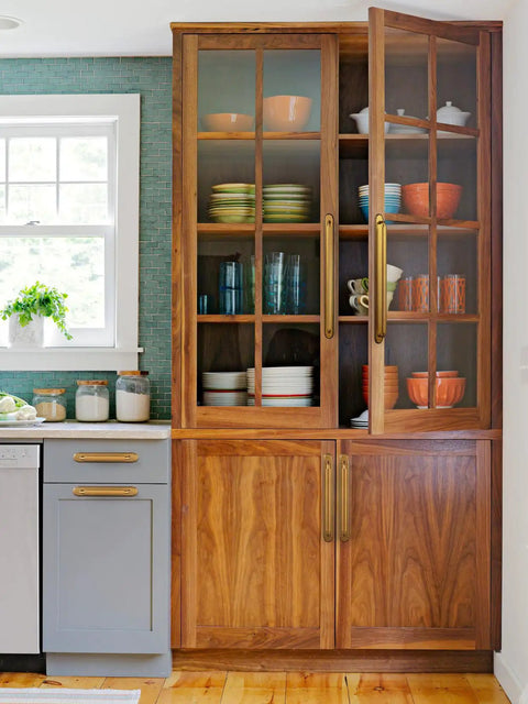 Kitchen cabinet with Six Pack Antique Brass Cabinet Pulls With Base Plate Backplate 12.6 Inch Center Dope Retro Zinc Alloy.