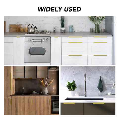 Top Shelf Gold Finger Pulls For Cabinets 40 Pack Slick Edge Drawer Handles With Smooth Operator Design Heavy Duty Zinc Alloy Build No Fuss Grab Rails widely used in modern kitchen and bathroom settings.
