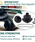 Durable Pool Pump Drive Train Upgrade Kit For SP1600X Series, 1 HP Replacement Compatible With Hayward Superpump, Fits SP1605X7 SP1607X10, Easy Swap With Leak Tight Gasket And Shaft Seal. Black pump kit parts and gasket