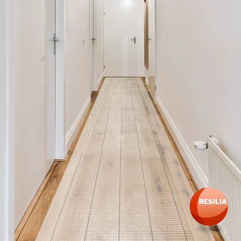 Premium Clear Floor Protector Mat 27 Inch By 12 Foot Waterproof Roll for hallway, heavy-duty PVC vinyl on hardwood floor