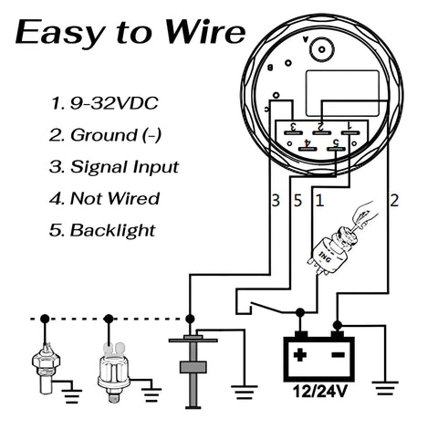 Wiring diagram for Badass Rock Solid Stainless Steel Fuel Sending Unit For Marine Boat And RV IP67 Waterproof Tank Level Sensor.