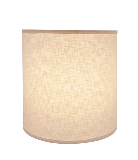 Transitional Drum Lamp Shade With Spider Construction, Beige Linen, 14 Top x 15 Bottom x 15 Height, Off White Cylinder Style