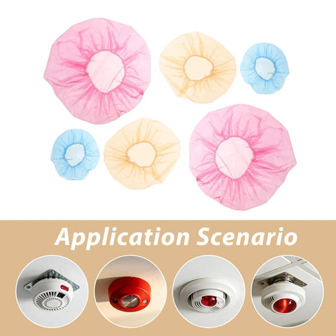 Heavy Duty Fire Alarm Dust Caps For Paint Day The 96 Piece Universal Flexible Heat Detector And Sprinkler Guard shown in various colors.