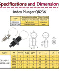 Built Tough Stainless Steel Retractable Index Plunger With Pull Ring And Locking Screw dimensions and specifications.