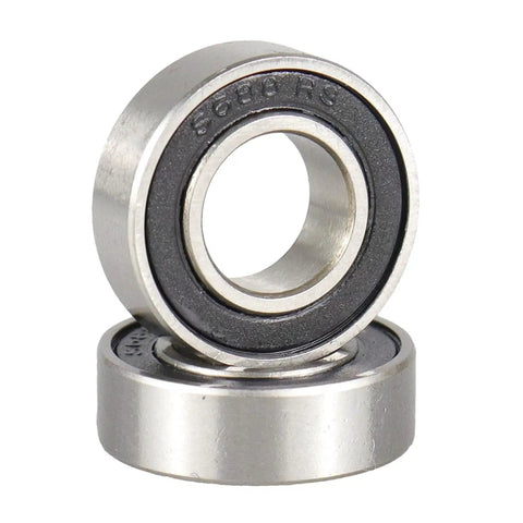 S688-2RS 8x16x5mm ABEC-5 Precision Stainless Steel Ball Bearings Double Rubber Sealed for Motors Tools 10 Pack showing two bearings.