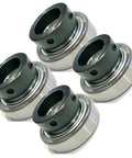 4 Pack C3 Spindle Bearings Straight Swap For Husqvarna Ride On Mower Keeps Your Deck Rolling Smooth Fits Dixon And Yazoo Models Heat Proof Synthetic Grease Built Tough, showing four metal spindle bearings.
