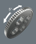 Close-up of ratchet gear in Kraftform Kompakt Zyklop Pouch Set With 26 Piece Ratchet Kit, showing 5-degree movement.