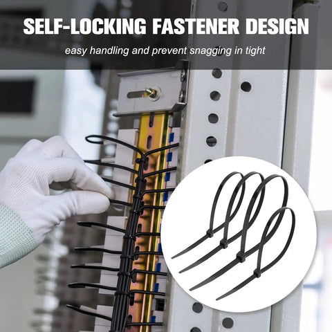 Self Locking Nylon Cable Ties 1000 Pack With Assorted 4 Inch 6 Inch 8 Inch 10 Inch 12 Inch Sizes used for wire management