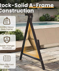 Side view of Three Seater Outdoor Swing With Canopy And Stand Heavy Duty 600 Lb Capacity All Weather showing A-frame structure and canopy.