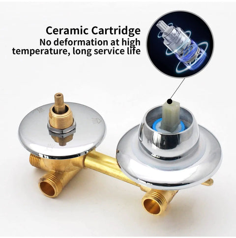 Heavy Duty Polished Brass Shower Valve Featuring Smooth Turning Four Way Water Outlet And Drip Free Performance That Kicks Rust To The Curb For Bathroom Makeovers with ceramic cartridge.