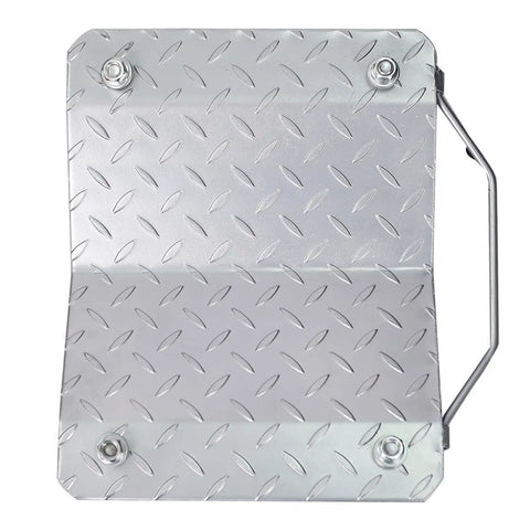 Heavy Duty 4 Tire Wheel Dollies Boasting A Badass 6000 Pound Capacity Built From Tough Powder Coated Steel Featuring Smooth Rolling Casters For Hassle Free Vehicle Haulin, showing a diamond plate steel surface.