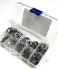 Stainless Steel 304 External Toothed Washers Set 300 Piece Serrated Lock Gasket Assortment in clear plastic case