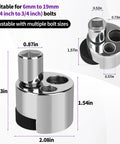 Front view of chrome stud remover and bolt extractor tool with knurled roller and cam lock; adjustable for 6–19 mm bolts