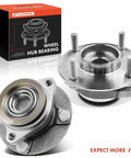 Pair Of Front Wheel Bearing And Hub Assemblies For Nissan Versa 2007 2012 4 Lug Abs Ready in silver metal with black box.