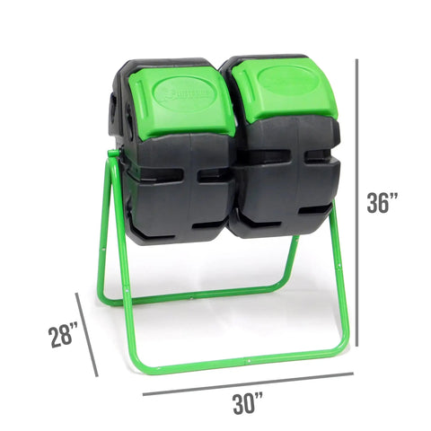 37 Gallon Dual Chamber Tumbling Composter For Backyards Backyard Friendly No Fuss With Easy Turn Barrel And Aeration Vents UV Inhibited And BPA Free Garden Compost Bin For Quick Thorough Mixing