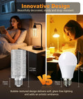Comparison of bubble-textured soft light bulb and smooth LED bulb for night reading.