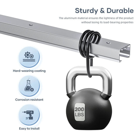 5 Foot Commercial Grade Sliding Pocket Door Hardware Track Kit with 200 lb weight, durable, corrosion-resistant aluminum, easy to install.