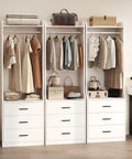 Spacious White Wardrobe Closet System With Three Deep Drawers And A Sturdy Hanging Rod To Keep Your Fits Shirts And Jeans Square While Giving Your Room A Clean Vibe And Making Daily Storage Super Easy Without Any Sweat.