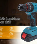 Rugged Brushless Cordless Drill Delivers 55 Nm Of Knob Twisting Torque And Twin Speed Settings, showcasing a 1.3Ah li-ion battery.