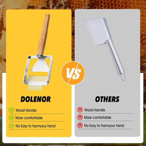 Comparison of 2-In-1 Beekeeping Uncapping Fork And Scraper Tool Stainless Steel With Wooden Handle vs other tool.