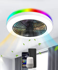 Dope Smart Ceiling Fan With Lights, Modern Ceiling Fan With Alexa, Google Assistant, App Control, RGB Backlighting And Front Triple Hue Lighting For Bedroom, Living Room, Kitchen And Party Time