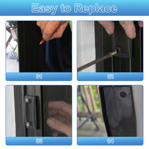 Two Pack Sliding Screen Door Pull Set For A111 Replacement, Durable Plastic Handles With Screws, Easy Install Steps
