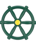 Kickstart Your Yard Adventure With This Solid 12 Inch Green Pirate Wheel Playground Gear made of durable plastic for outdoor play.
