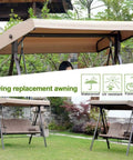No Fuss Outdoor Swing Canopy Replacement Top Cover For 2 Or 3 Seater Hammock Waterproof Polyester Shade Khaki 158x118 cm