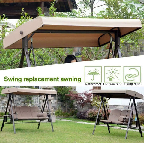 All Weather Outdoor Swing Canopy Replacement Cover For 2 To 3 Seater Patio Garden Porch Swing No Fuss Fit 600D