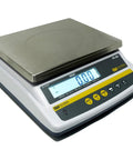 Digital Food Scale For Commercial Kitchens With Pro Grade Rechargeable Battery, NTEP Class III Legal For Trade, Large Stainless Steel Platform, Food And Meat Scale For Baking, Deli, Butcher Shops, And Retail Use PX12 close-up showing digital display and stainless steel platform.