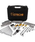 Heavy Duty 126 Piece Socket Wrench Set With One Quarter Inch Three Eighths Inch And One Half Inch Drive Ratcheting Wrenches