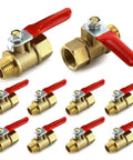 Heavy Duty Brass Ball Valve Set 10 Pack One Quarter Inch Male To Female NPT Shut Off Fittings for water, air, steam, oil, gas